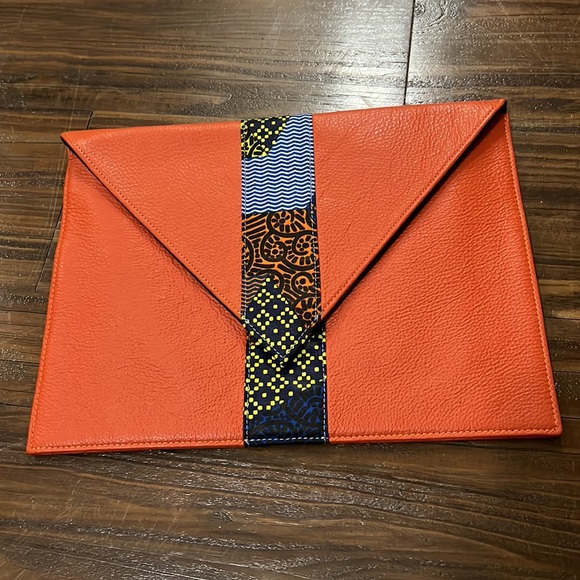 Bkyo Orange Leather Envelope Clutch - Picture 3 of 10